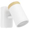 Eglo Consuma - Lampada da parete, lettura in acciaio flessibile, per soggiorno e bagno, faretto legno di colore bianco, attacco GU10, IP44