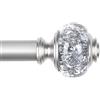 USFOOK Bastoni per tende da 0,8 a 1,5 m, aste telescopiche per tende da 0,8 a 1,5 m, per finestre da 50 a 143 cm, terminali decorativi traslucidi argentati