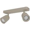 Eglo Camaldoli - Lampada da soffitto a 2 luci, faretto con 3 faretti flessibili, plafoniera in acciaio color sabbia, attacco GU10