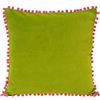Paoletti Riva Home Velvet Pompom Cuscino (45 x 45 cm) (Verde/Fucsia)