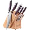 PAUDIN Set di coltelli da cucina damasco 8 pezzi con manico in legno coltello da cuoco coltello santoku coltello da pane coltello multiuso coltello da cucina acciaino con ceppo portacoltelli