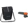 VAUDE Aqua Back Single - Borsa per bicicletta, 1 borsa per la ruota posteriore (24 l), impermeabile, made in Germany & Qmr Rail Hook 2.0, Gancio Unisex Adulto, Nero, Taglia Unica