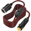 XMSJSIY Cavo di prolunga per accendisigari 14AWG 12V-24V Auto spina accendisigari a presa con interruttore ON/OFF cavo di prolunga per servizio pesante - 3M / 9,84 ft