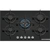 Bosch PPQ7A6I10 Serie 6, Piano cottura a gas, 75 cm, Vetro temperato, Manopole magnetiche removibili, Flame Select, Nero, Nero Vetro