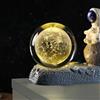 DRYFAL, Sfera di cristallo 3D con motivo con alce, luce notturna per bambini a forma di sfera in vetro, lampada da notte con base in legno, tema fantasy con alce, decorazione in cristallo, con LED