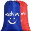 IHOMAGIC 2X Sacchi da Biancheria Grandi Sacchetto di Lavaggio Coulisse Pieghevoli 120L Borsa da Lavanderia Cesta Biancheria Sacco Vestiti Borsa per Trapunta Viaggio Dormitorio Arancione/Blu Scuro