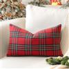Sungeek Set di 1 federa decorativa per cuscino natalizio scozzese scozzese, 30 x 50 cm, morbida, motivo scozzese, per divano, letto, casa colonica, patio, 30 x 50 cm, rosso e verde