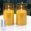 YAOBLUESEA Set di 2 candele LED impermeabili senza fiamma con telecomando e timer, grandi candele LED tremolanti per patio, giardino, 10 cm x 17,5 cm, dorate