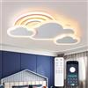 YZBEIMDAI Plafoniera Cameretta Bambini 55cm/30W Dimmerabile Nuvole Arcobaleno Lampada da Soffitto con Telecomando＆APP, Lampade a Soffitto Bambini Ragazzi Ragazze Cameretta, Bianco