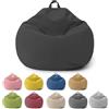 Chingcoo Pouf per bambini e adulti, solo rivestimento (senza imbottitura), sedia a sacco per camera da letto, ufficio, soggiorno, terrazza (nero)