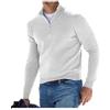 Generic Pullover da uomo con zip a un quarto a maniche lunghe casual polo felpa slim fit collo a lupetto mezza zip felpe, bianco, M