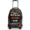 Seven Trolley Scuola Seven Jack 3 Ruote - Camoupix Boy Bambino - Zaino Sganciabile - Doppio Uso - Arancione, Verde Militare