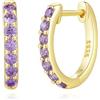 GAVU Orecchini Cerchio Donna, Orecchini Dorati Donna, Orecchini Viola Ipoallergenici con Zirconia Cubica Regalo per Lei