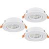 Eglo Barranco - Set da 3 faretti LED incasso, soffitto con interruttore DIP, orientabili, in plastica colore bianco, caldo-bianco freddo, lampadina GU10, diametro 9 cm