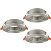 Eglo Barranco - Set da 3 faretti incasso rotondi, orientabili, senza lampadine, soffitto in plastica colore argento, attacco GU10, diametro di 9 cm