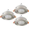 Eglo Barranco - Set da 3 faretti LED incasso, soffitto orientabili in plastica colore argento, con bianco caldo, lampadina GU10