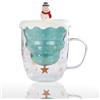 Richaa Bicchieri da Tè e da Caffè in Vetro Borosilicato a Doppia Parete Natale con Coperchio Tazza in Vetro per Caffè Tè Latte e Altro Ancora 300ML