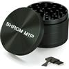 TEEQZIO Grinder e Tritatore Set 4 Pezzi, Grinder Grande 75mm per Erbe, Lega di Alluminio con Raschietto per Polline per Spezie, Erbe, Condimenti (Nero)