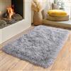 BSGIFT Tappeto a pelo lungo, soffice, 60 x 110 cm, colore grigio, Shaggy, tappeto a pelo lungo, antiscivolo, per camera da letto, cameretta dei bambini, moderno, soggiorno, tappeto alto