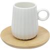 LA PORCELLANA BIANCA - Intavola Righe Set Caffè 6 Pz con piattino 90 ml, Porcellana e Legno