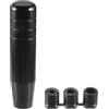 A ABSOPRO Pomello Universale per Leva del Cambio Cilindro 13cm con 3 Adattatori per Veicoli Automatici e Manuali in Lega di Alluminio Nero (Set di 4)