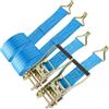 VIDETOL 2 cinghie di tensione con cricchetto e gancio, 3 m, 50 mm, cinghie a cricchetto, in due pezzi, 4t Heavy Duty, colore blu, per il fissaggio del carico, il campeggio e la rimozione dei bagagli