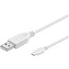 PremiumCord Cavo di Collegamento USB - Micro USB 0,5m, USB A Maschio a Micro B Maschio, Cavo Dati USB 2.0 Ad Alta velocità 480mbit/s, 5 Pin, 2X Schermato, AWG28, Colore Bianco, 0,5m