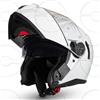 CRUIZER Casco Moto Scooter Modulare Bianco Lucido Doppia Visiera Trasparente Sol