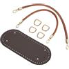 QUARKZMAN Kit per Realizzazione Borsa Uncinetto, Base per Borsa Ovale in Ecopelle 22 x 10 cm con 2 Manici da 40 cm e 4 Fibbie per Realizzazione Borsa Uncinetto a Tracolla, Marrone Scuro