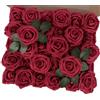 N&T NIETING Fiori artificiali, rose rosse in schiuma con steli per matrimonio fai-da-te, damigelle, bouquet da sposa, centrotavola, festa, decorazione per la casa, festa per neonati, 30 pezzi