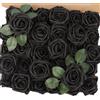 N&T NIETING Rose artificiali, 30 rose in schiuma realistiche al tatto, per fai da te, bouquet da sposa, baby shower, festa della mamma, San Valentino, decorazione per la casa (nero 2)