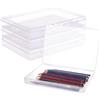 BENECREAT 4 Pack Contenitori Rettangolari in Plastica Trasparente con Coperchi Ribaltabili per Piccoli Oggetti, Taccuino, Penna, Perline e Risultati di Gioielli-22.5x16.5x3.3cm