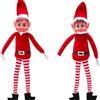 Captor Elfi Natale Coppia Maschio Femmina 38 cm, Elfi Dispettosi Birichini con Corpo Morbido, Colore Rosso Natalizio, Pupazzi con Gambe Lunghe per Decorazioni Casa e Albero di Natale