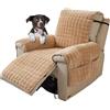 CFPLeHiYS Copripoltrona 1 Posto Relax Reclinabile, Copri Poltrona con Braccioli Salvapoltrona Antiscivolo per Casa Con Bambini e Animali Domestici Cane(Beige, 1 Posto(53 * 190cm))