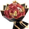 LARDUX Bouquet di 24 rose glitterate, bouquet di rose artificiali per San Valentino, bouquet di fiori finti glitterati rossi con corona, per regali, matrimoni, anniversari, fidanzamenti, compleanni