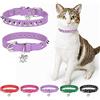 DILLYBUD Collare per gatti in pelle personalizzato per ragazzi e ragazze con campana e cintura di sicurezza elastica con fibbia regolabile e ciondolo a forma di teschio
