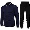 HEONSATI Tute Uomo Zip Up Tuta Invernale Completo Cotone da Uomo Felpa Senza Cappuccio e Pantaloni Tuta Jogging Complete Maniche Lunghe Set Tracksuit Completi Sportiva Palestra Streetwear Autunno Inverno