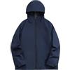LCpddajlspig Giacca Antivento Uomo,Giacca Impermeabile Uomo con Cappuccio e Tasche Antivento Softshell Giubbotto Traspirante Antipioggia Taglie Forti per Trekking, Running e Ciclismo Blu Marino 4XL