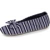 Isotoner Pantofole ballerine donna grande fiocco e suola gomma, Strisce marine, 38 EU