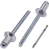 SKIR'CO (70 pezzi) Rivetti ciechi in alluminio, 4,8 x 8 mm, mandrino in acciaio, rivetti pop, testa a cupola, punta da trapano inclusa