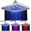 DELIPOP Soffione Doccia a Pioggia con 12pcs LED, 8 Pollici Docce Fisso Quadrato Controllo della Temperatura 20 x 20 CM, a Soffitto Cromato Finito, 3 colore cambiando flusso d'acqua alimentato