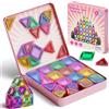iburge Mini piastrelle magnetiche da viaggio, Set di 60 mattonelle magnetiche da viaggio per bambini, portatili da viaggio giocattoli magnetici, montessori giocattolo regalo per bambini di 3+