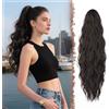 SINZONeu® Extension Coda di Cavallo con Pinza - Capelli Finti Ricci e Ondulati 63cm per Donne, Posticcio Naturale