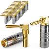 deleyCON 24 Pezzi Spine a Banana Set 90° Angolato - Placcato Oro Avvitabile per Cavo per Altoparlanti Cavo per Altoparlanti 0,75 mm - 4,5 mm & ad es. HiFi Home Theater Ricevitore