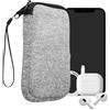 kwmobile Custodia in Neoprene con Zip per Smartphone L - 6,5 - Astuccio Portacellulare a Sacchetto con Cerniera - Borsa in grigio chiaro opaco/bianco