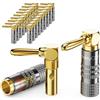 deleyCON 20 Pezzi Spine a Banana Set 90° Angolato - Placcato Oro Avvitabile per Cavo per Altoparlanti Cavo per Altoparlanti 0,75 mm - 4,5 mm & ad es. HiFi Home Theater Ricevitore