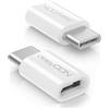 deleyCON 2 Pezzi Adattatore USB-C - Micro USB Femmina a C Maschio - per la Ricarica e la Sincronizzazione per Apple Samsung Google Huawei Xiaomi Cellulare Smartphone Tablet Laptop - Bianco