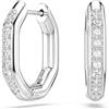 Swarovski Dextera Orecchini a Cerchio, Gioielli con Cristalli Cry Swarovski, Taglio Round, Forma Ottagonale, Placcatura in Tonalità Rodio, 1,8 x 0,3 x 1,5 cm, peso (singolo orecchino) 2 g