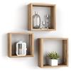 Mobili Fiver, Cubi Quadrati Giuditta, Set da 3, Rovere Rustico, NO, Mensolo a Cubo da Parete Cucina e soggiorno, Made in Italy