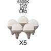 GENERICO Kit 5PZ Lampadine LED 15W 6500K E27